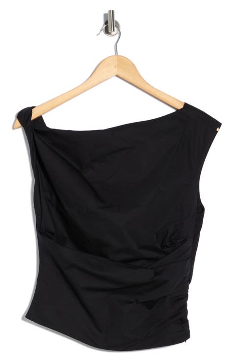 One-Shoulder Poplin Top (Regular & Plus)