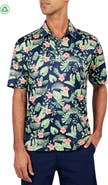 CONSTRUCT Tropical Leaf Print Performance Golf Polo