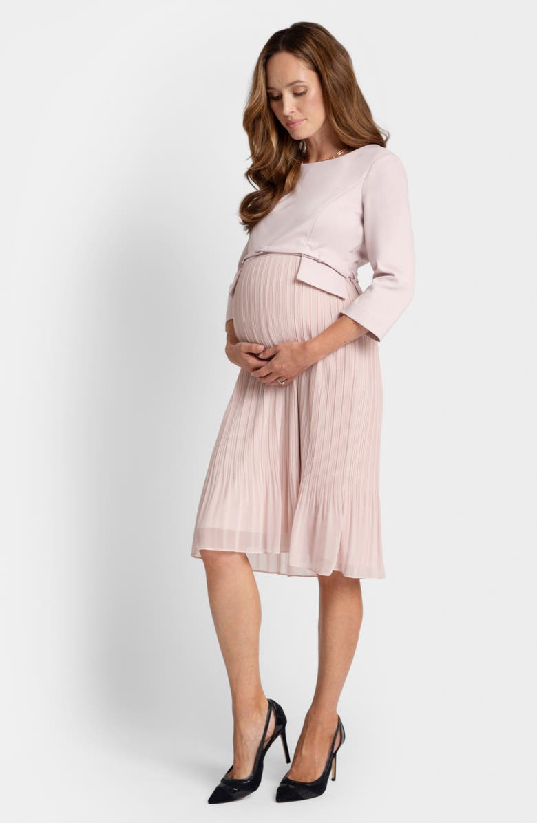 Seraphine Belted Mixed Media Maternity/Nursing Dress, Alternate, color,
