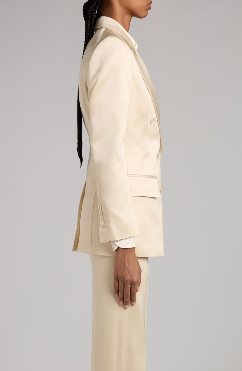 TOM FORD Double Breasted Silk & Wool Twill Blazer, Alternate, color, Aw040 Champagne
