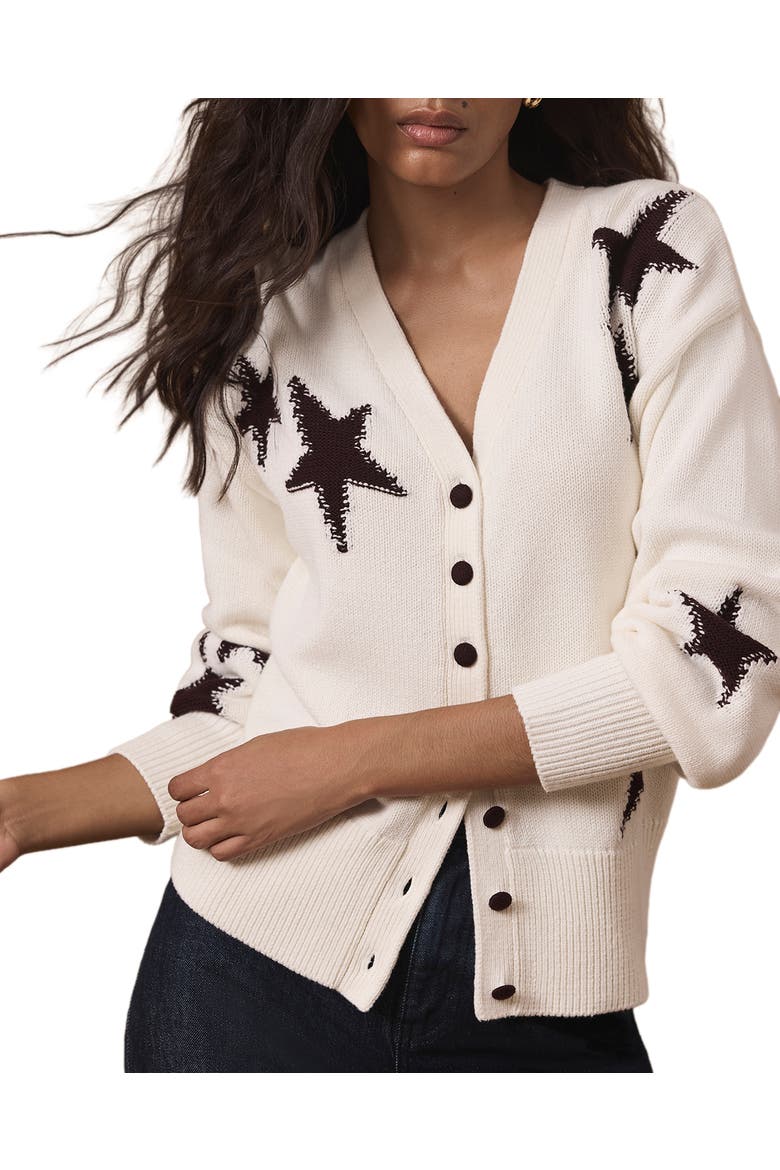 Cotton Star Detail Cardigan, Main, color, Ivory