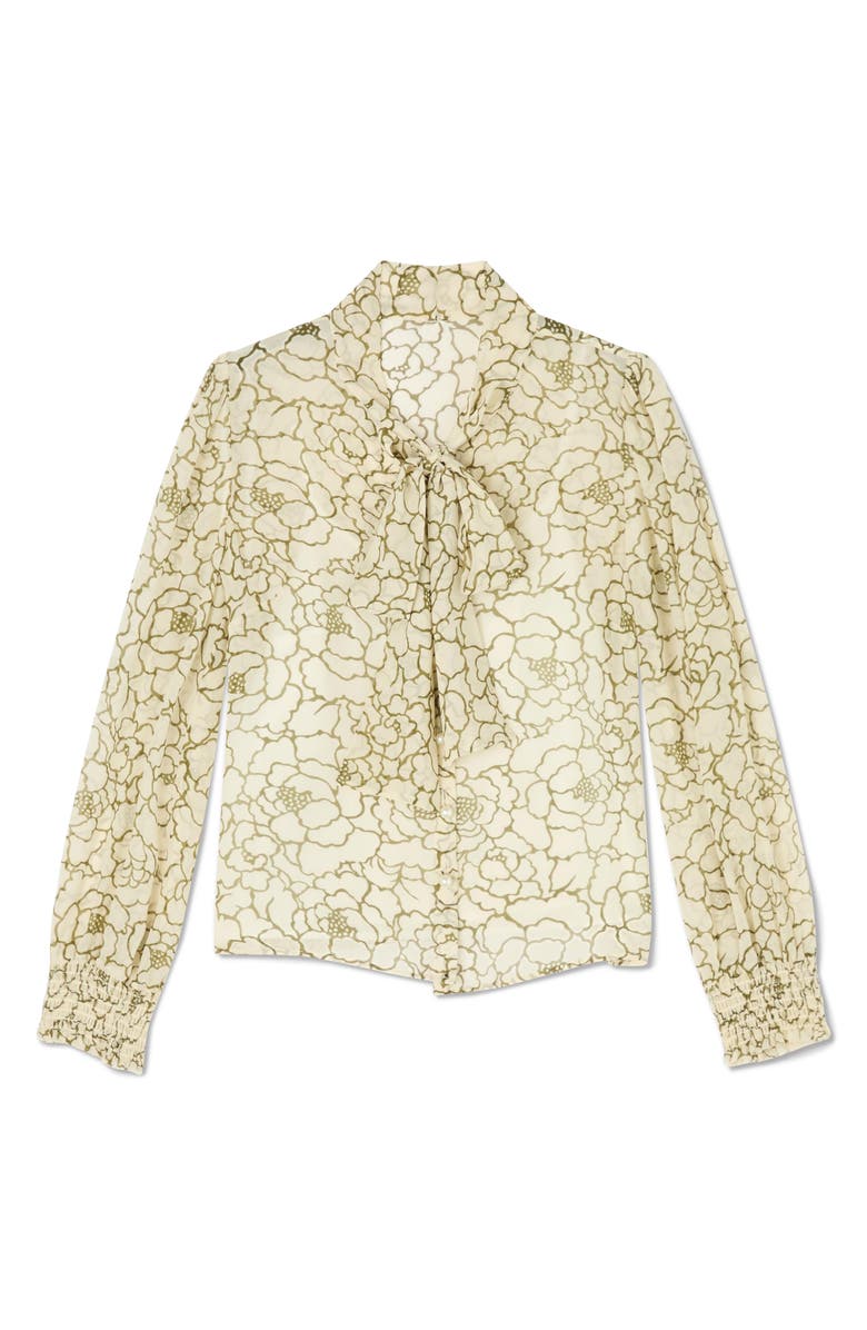 LK Bennett Penny Peony Tie Neck Top, Alternate, color, 