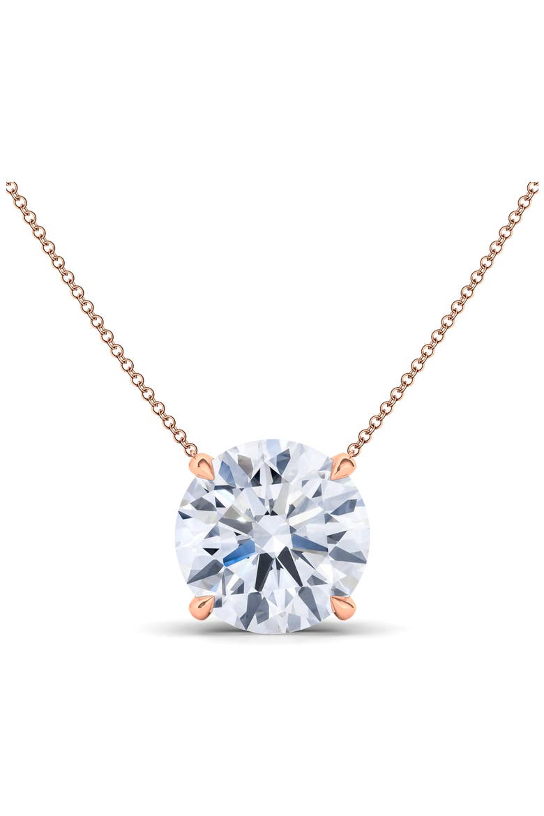 Round Brilliant Lab Created Diamond Pendant Necklace, Alternate, color, 18K ROSE GOLD