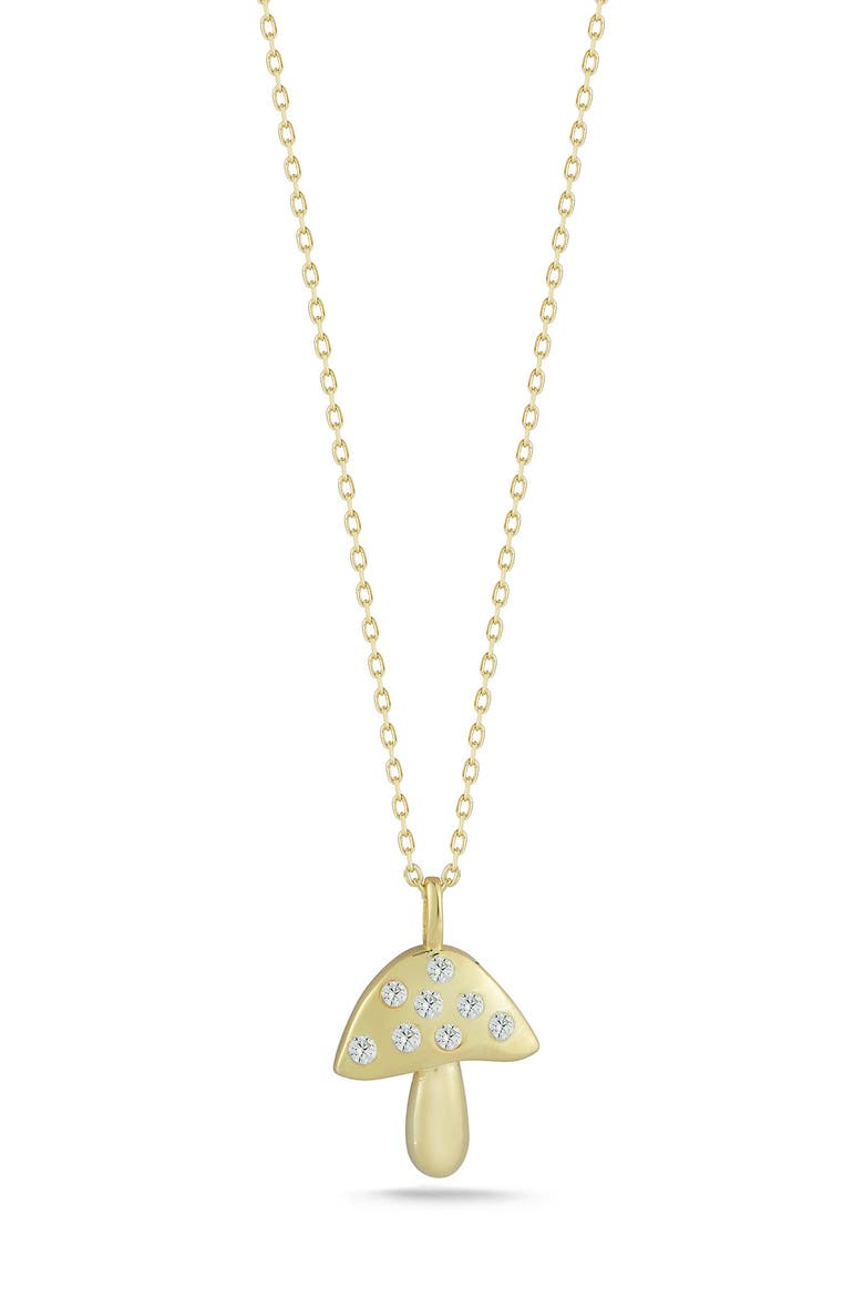 CZ Mushroom Pendant Necklace, Main, color, GOLD