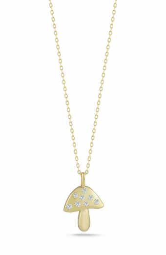 CZ Mushroom Pendant Necklace