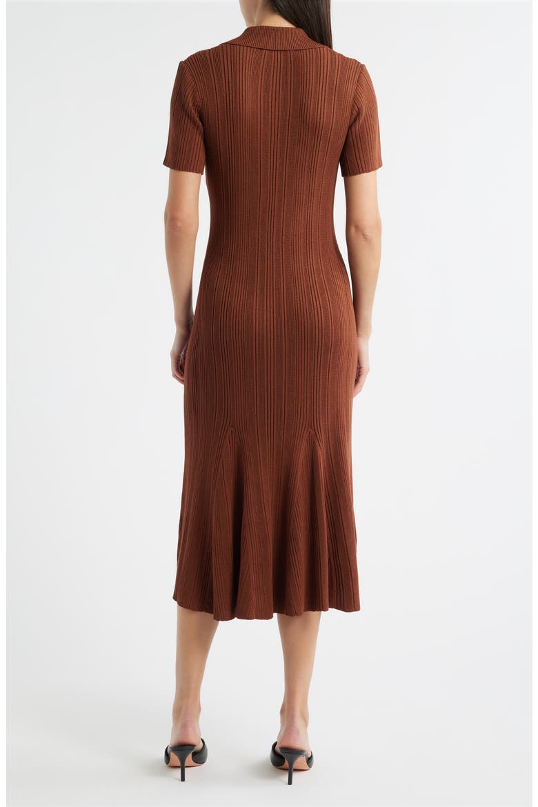 Rib Short Sleeve Midi Sweater Dress, Alternate, color, CARAMEL