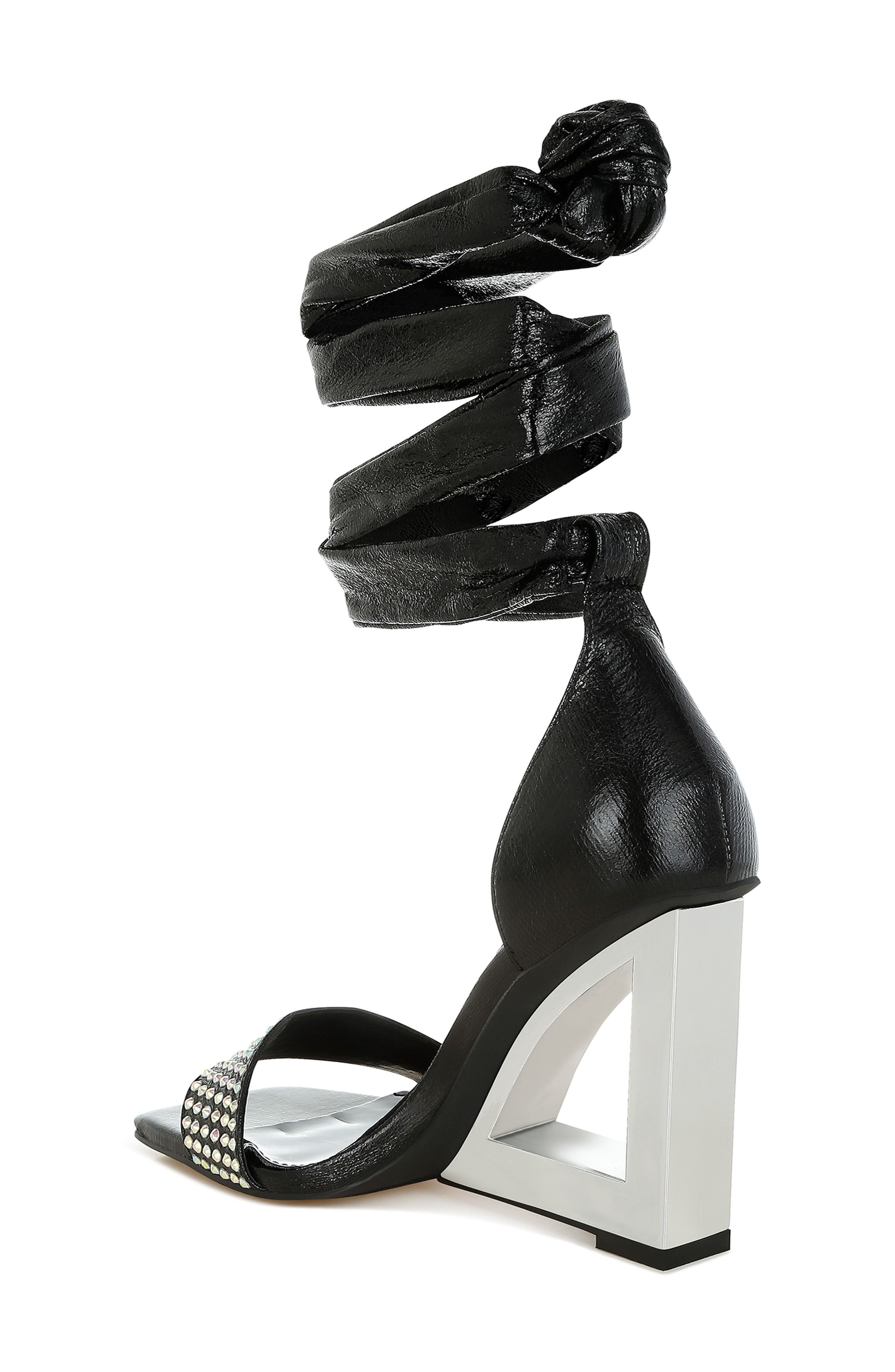 LONDON RAG Harisha Frame Wedge Ankle Tie Sandal, Alternate, color, Black