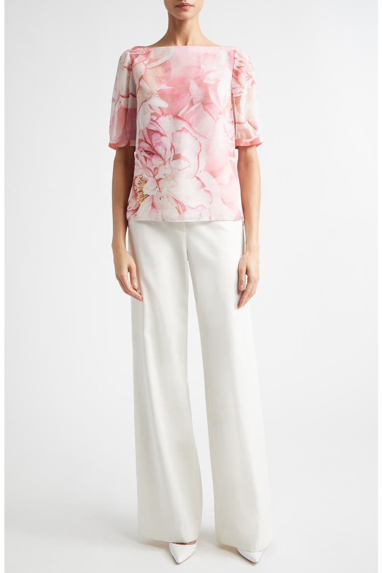 Monique Le Jardin Print Georgette Top, Alternate, color, SOFT PEONY MULTI