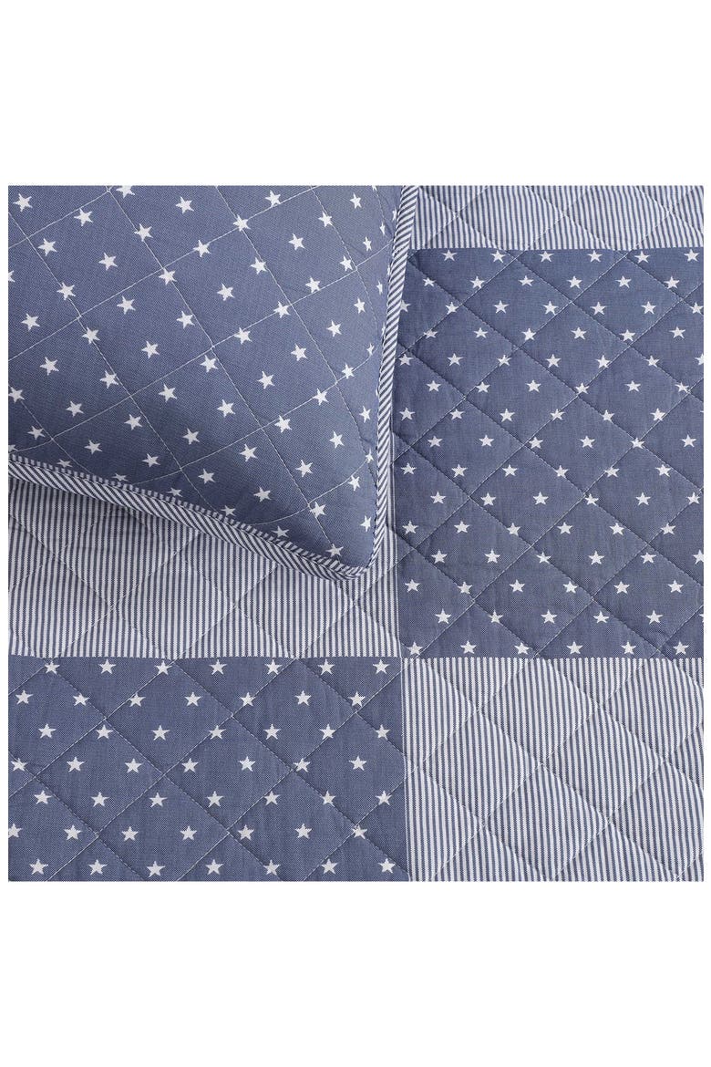 Ithaca Stargaze Patchwork Cotton Quilt & Shams Set, Alternate, color, WHITE/ DEEP BLUE