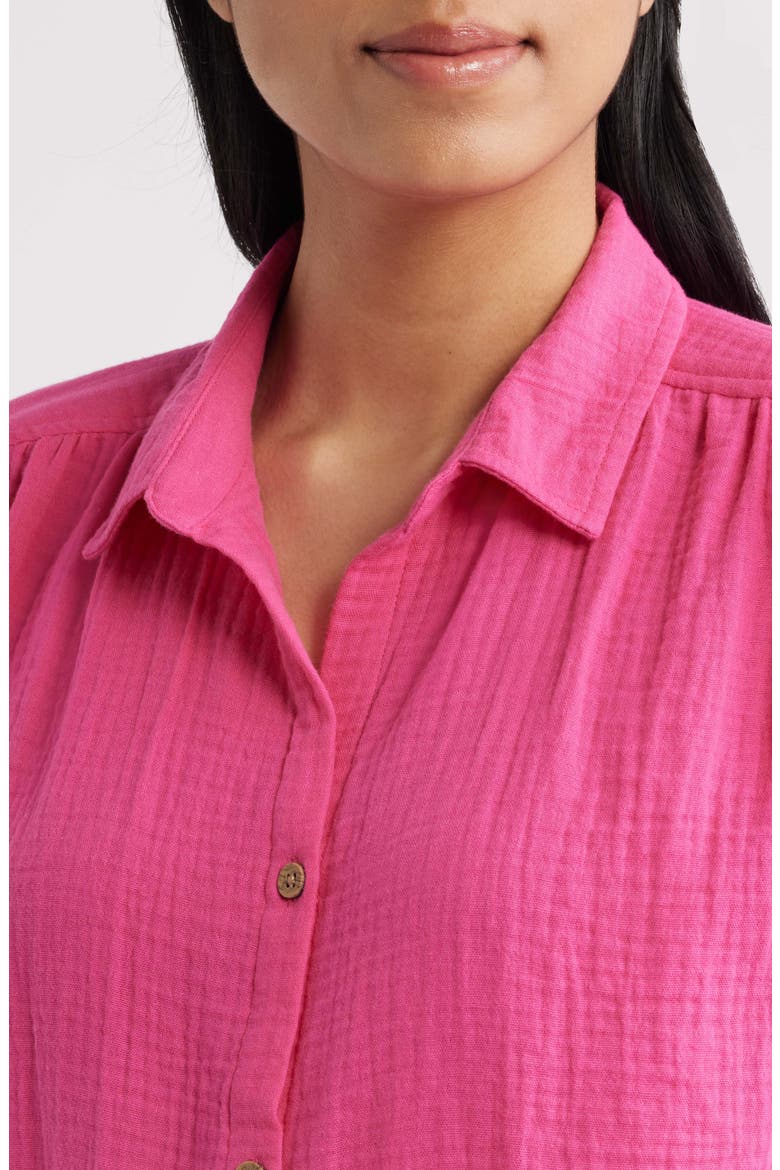 Devin Gauze Shirt, Alternate, color, HOT PINK