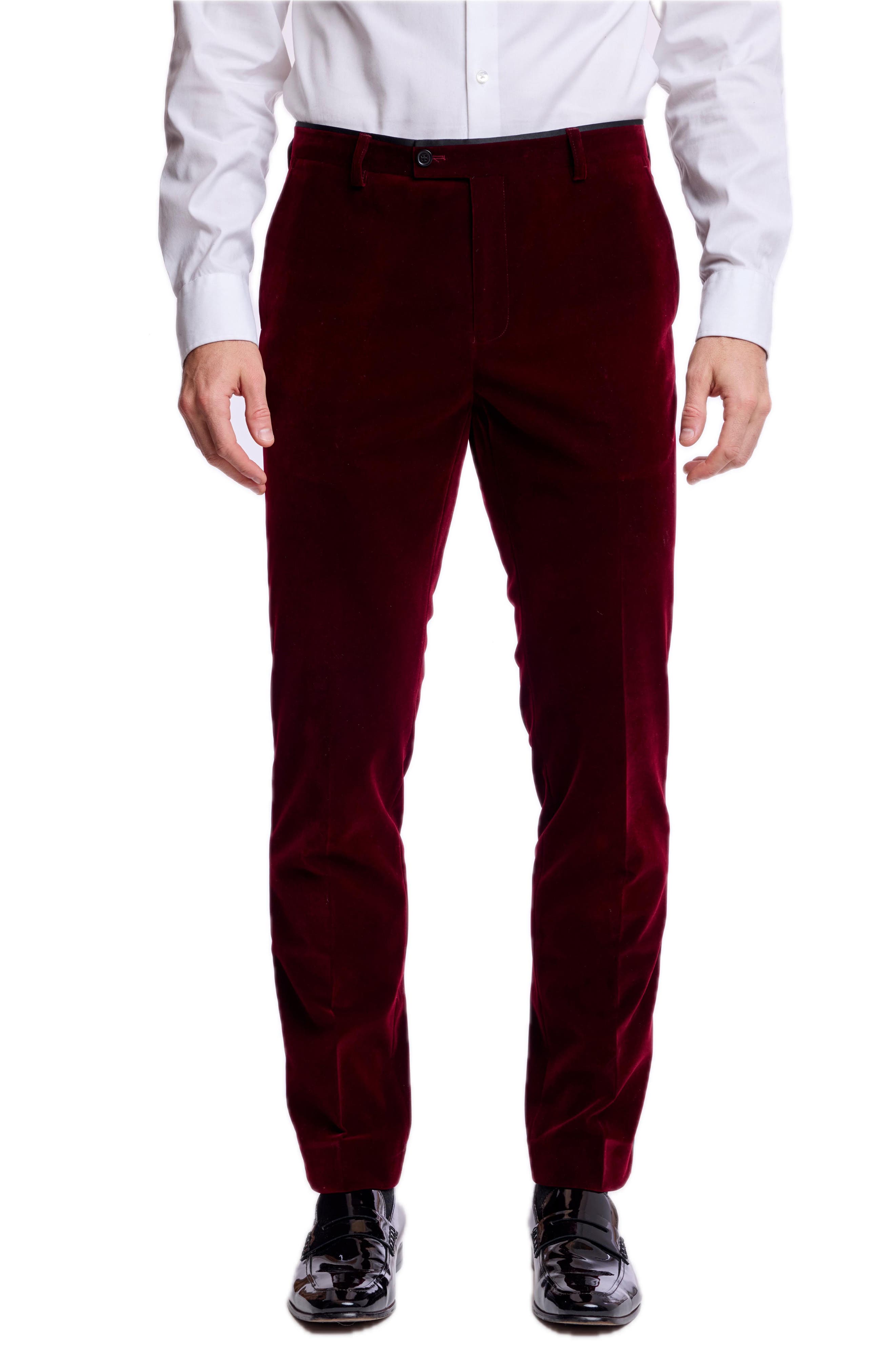 Sloane Mid Rise Slim Fit Velvet Tuxedo Pants