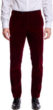 PAISLEY & GRAY Sloane Mid Rise Slim Fit Velvet Tuxedo Pants