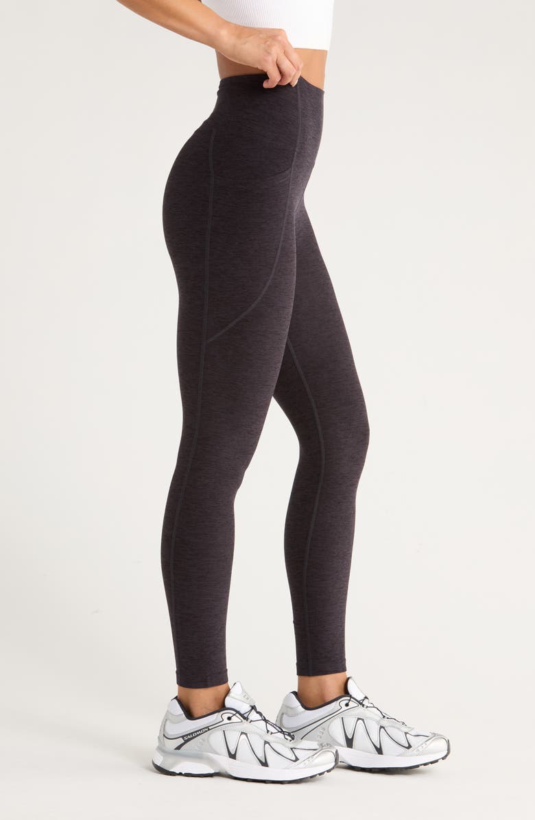 Zella Renew High Waist Pocket Leggings, Alternate, color, Black Melange