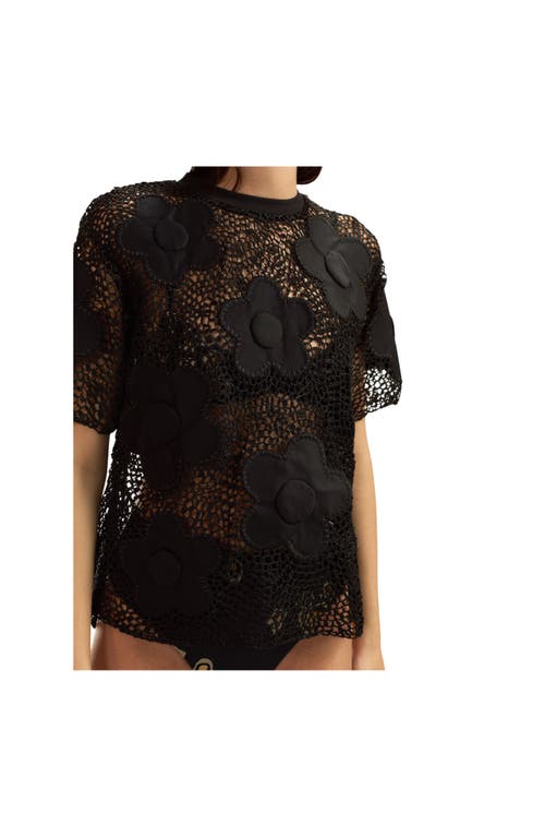 Cynthia Rowley Ibiza Crochet Top In Black
