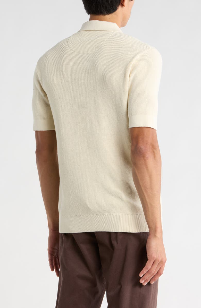 DENIM AND FLOWER Ecru Textured Quarter Zip Sweater Polo, Alternate, color, Ecru