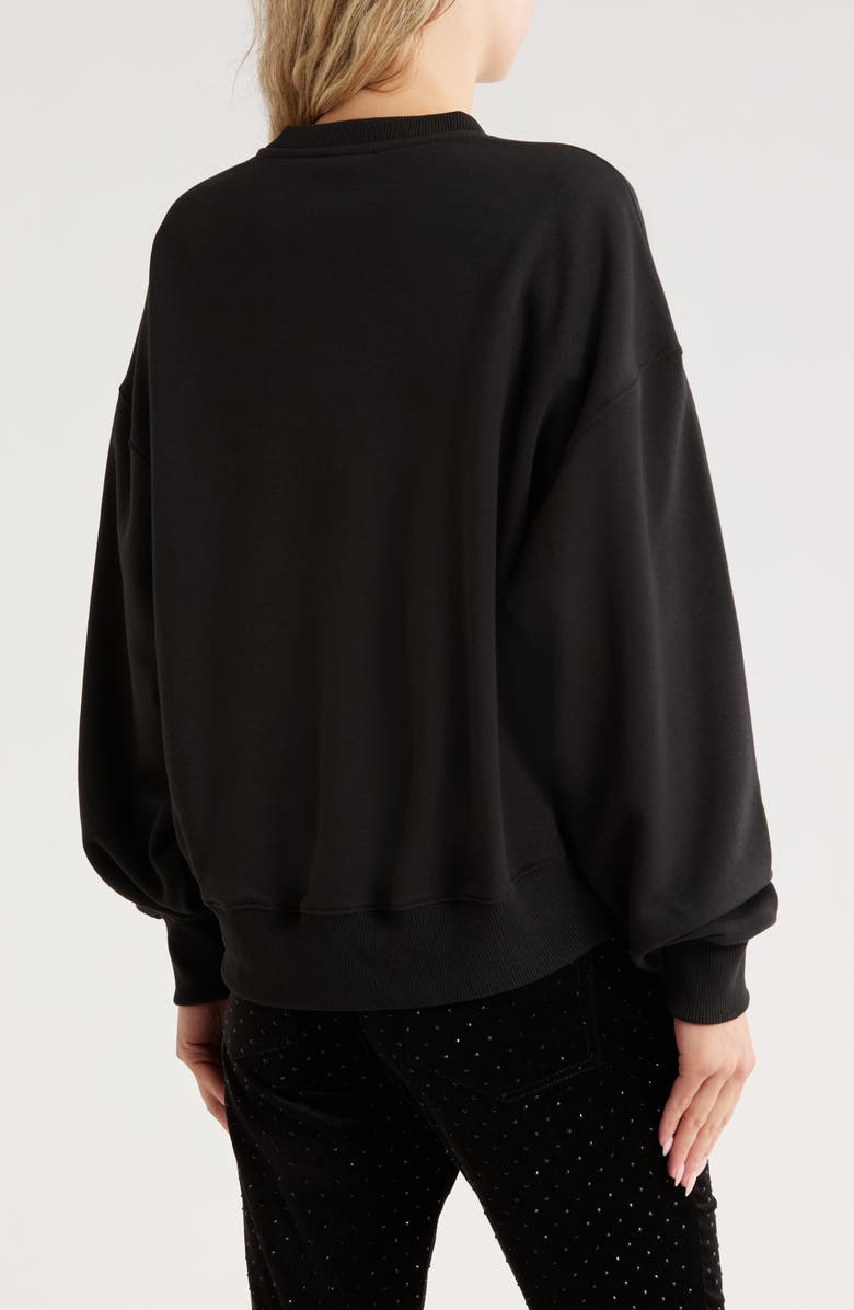 Cinq à Sept L'Amour Beaded Patchwork Brandy Sweatshirt, Alternate, color, Black