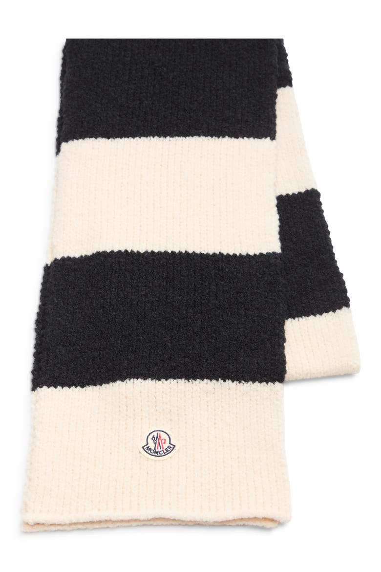 Stripe Virgin Wool Blend Scarf, Alternate, color, WHITE/ BLACK