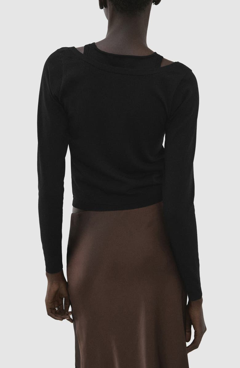 MANGO Combined Cardigan, Alternate, color, Black