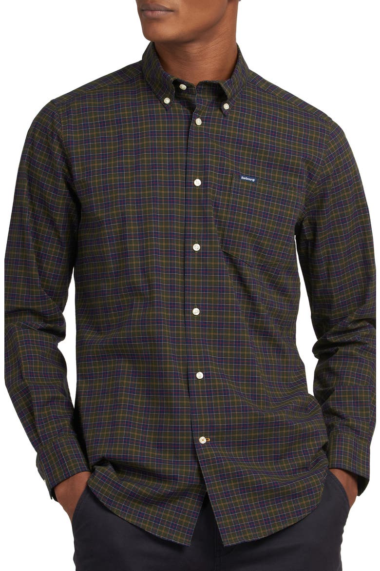 Lomond Tailored Fit Plaid Stretch Cotton Button-Down Shirt, Main, color, CLASSIC TARTAN