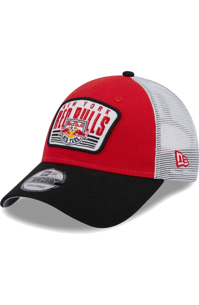 New Era Men's New Era Red/Black New York Red Bulls Patch 9FORTY Trucker Snapback Hat, Main, color, 