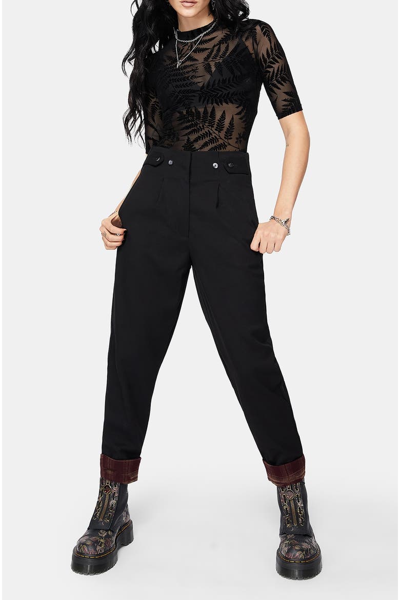 Loura Tapered Leg Check Turn Up Trouser, Alternate, color, Black