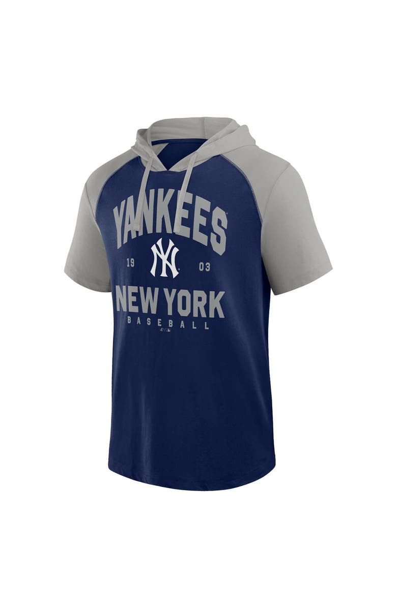 PROFILE Men's Profile Navy New York Yankees Big & Tall Short Sleeve Pullover Hoodie, Alternate, color, 