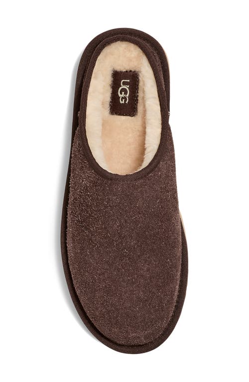 Ugg Mens Classic Shaggy Suede Slippers Dark Brow In Brown