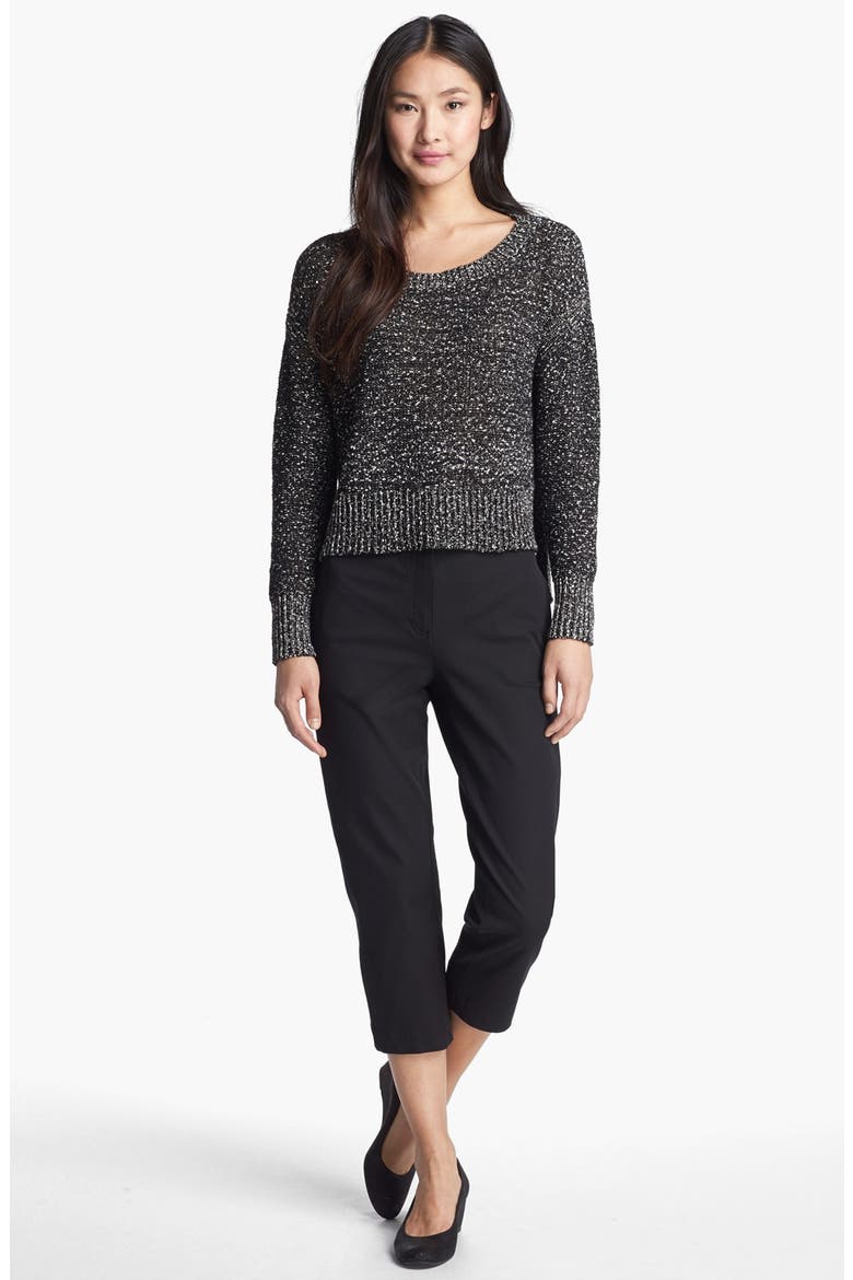 Wrapped Cotton Nubble Sweater, Alternate, color, BLACK/ WHITE