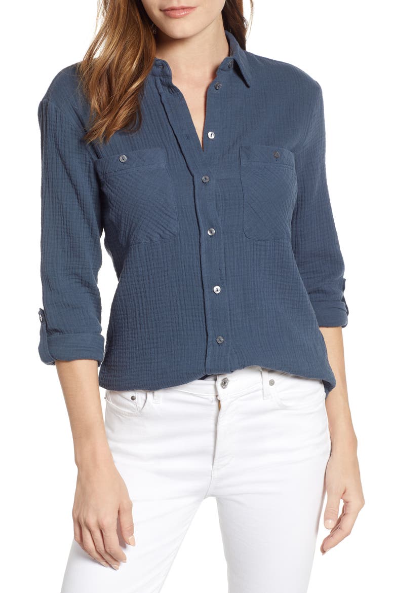 Patch Pocket Gauze Top, Main, color, MIDNIGHT SKY