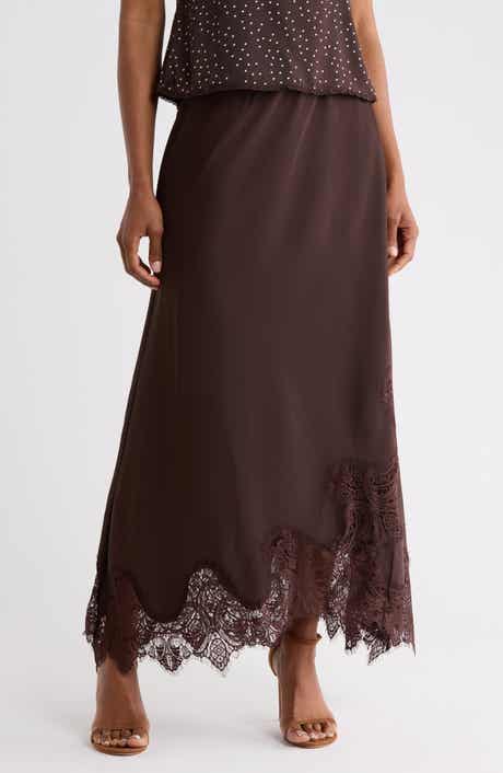 Satin Lace Maxi Skirt