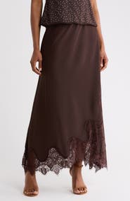 MAX STUDIO Satin Lace Maxi Skirt