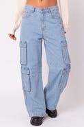 Menina Step High Waist Wide Leg Cargo Jeans