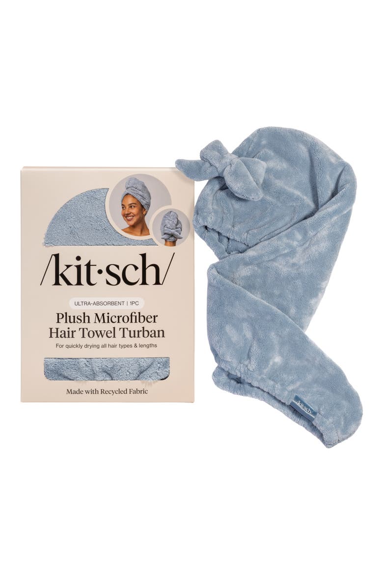 Plush Microfiber Hair Towel, Main, color, COASTAL BLUE