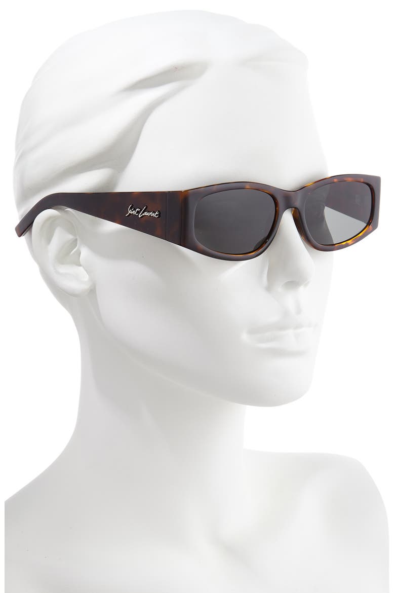 55mm Rectangular Sunglasses, Alternate, color, SHINY DARK HAVANA/ GREY