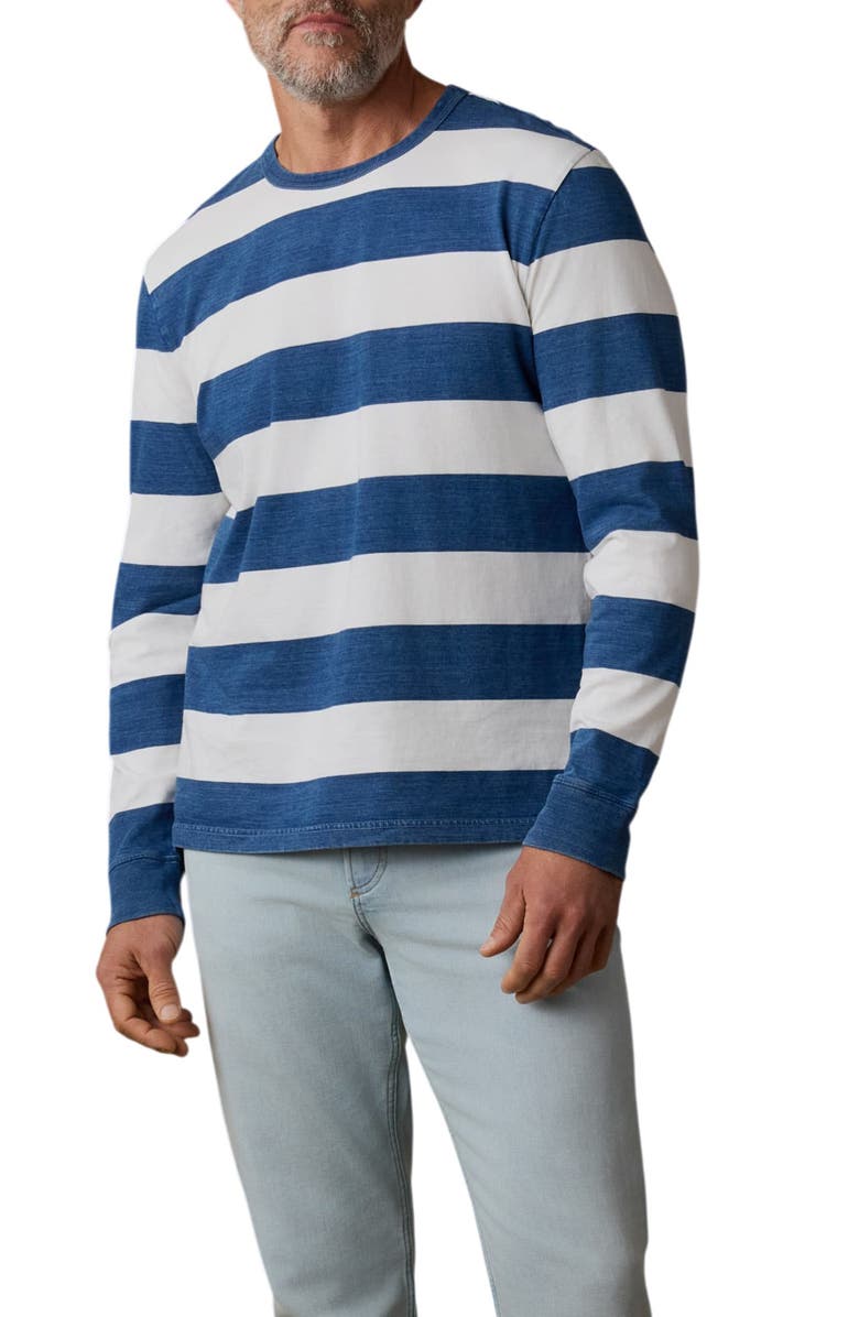 Faherty Stripe Long Sleeve Organic Cotton T-Shirt, Main, color, Indigo Marine Stripe