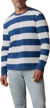 Faherty Stripe Long Sleeve Organic Cotton T-Shirt
