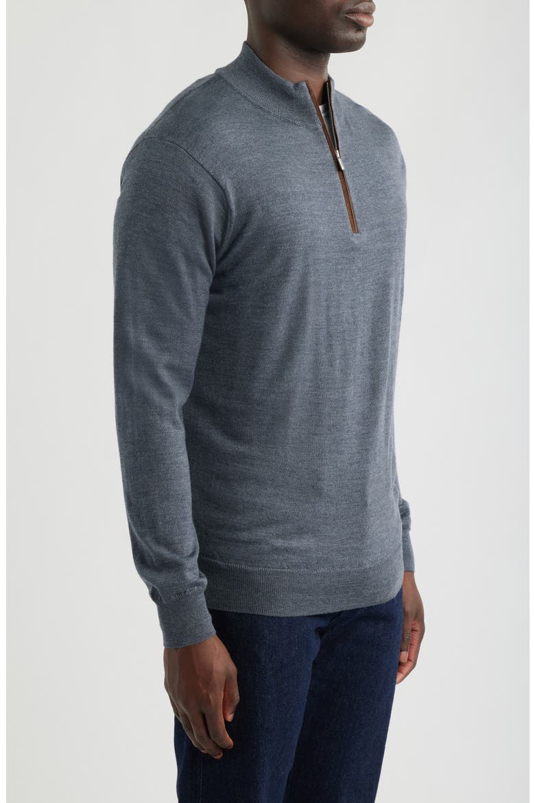 Autumn Crest Suede Trim Quarter Zip Sweater, Alternate, color, CHARCOAL