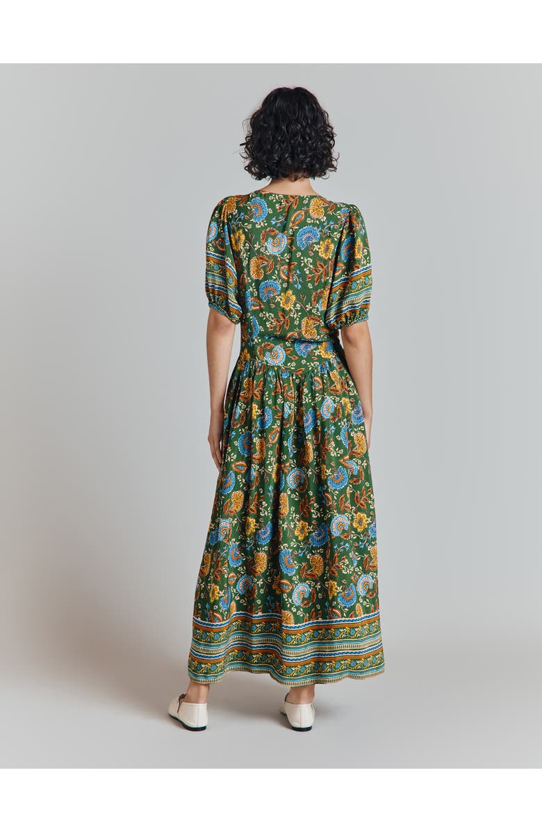 Ghost London Christy Crepe Midi Tea Dress, Alternate, color, Green Floral