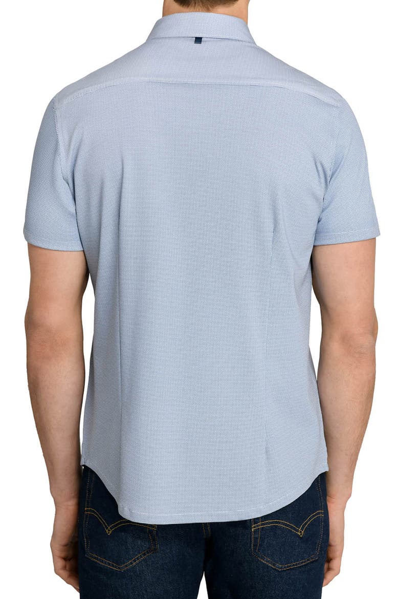 Slim Fit Micro Circle Reworked Short Sleeve Button-Down Shirt, Alternate, color, NAVY