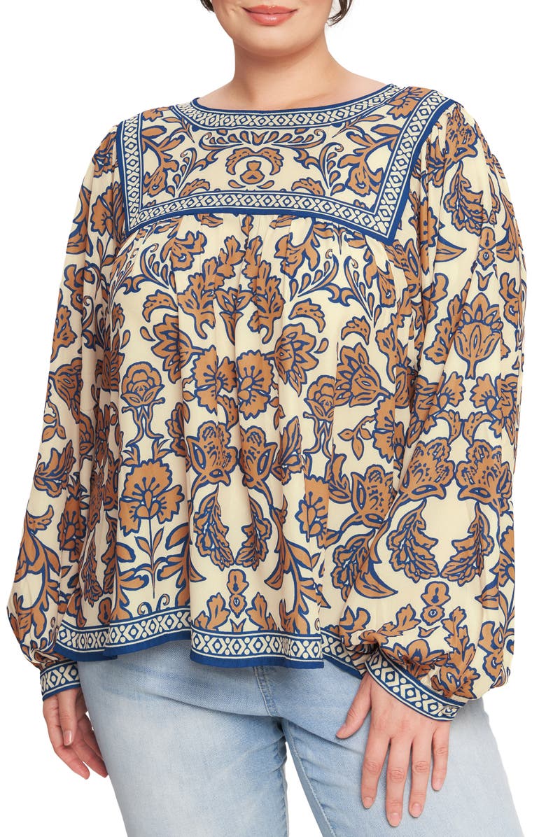 FLYING TOMATO Printed Top, Main, color, Cream/Navy