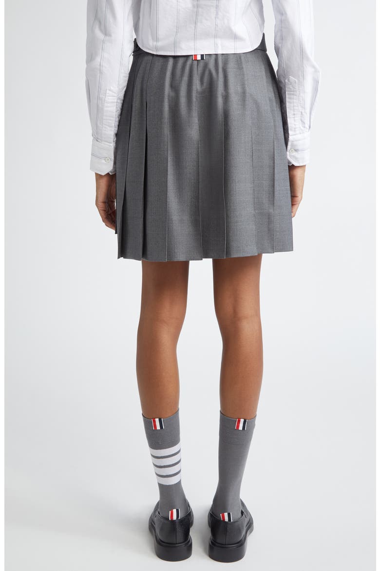 Drop Back Pleated Wool Miniskirt, Alternate, color, MEDIUM GREY