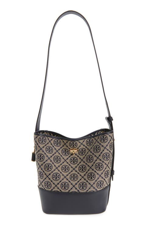 Medium Lock T Monogram Bucket Bag