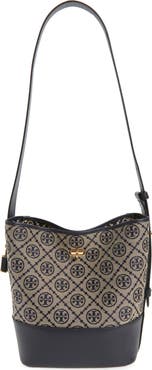 Tory Burch Medium Lock T Monogram Bucket Bag