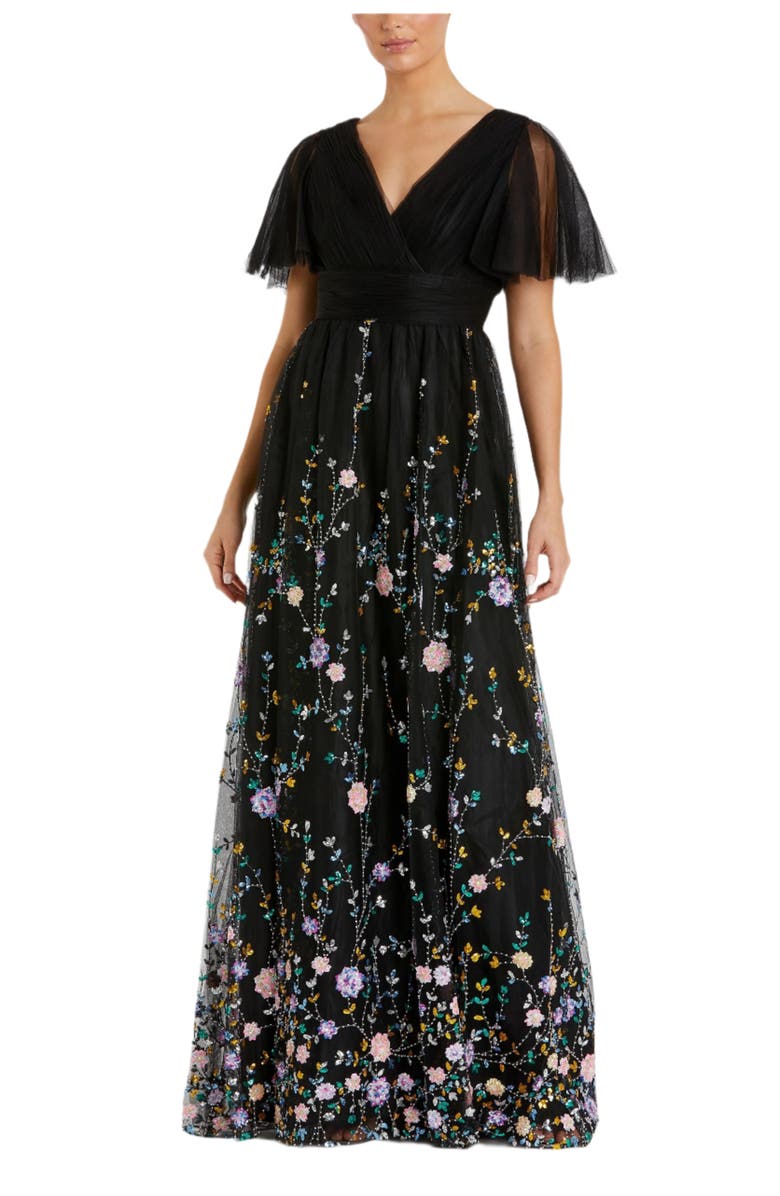 Mac Duggal Embellished V Neck Gown