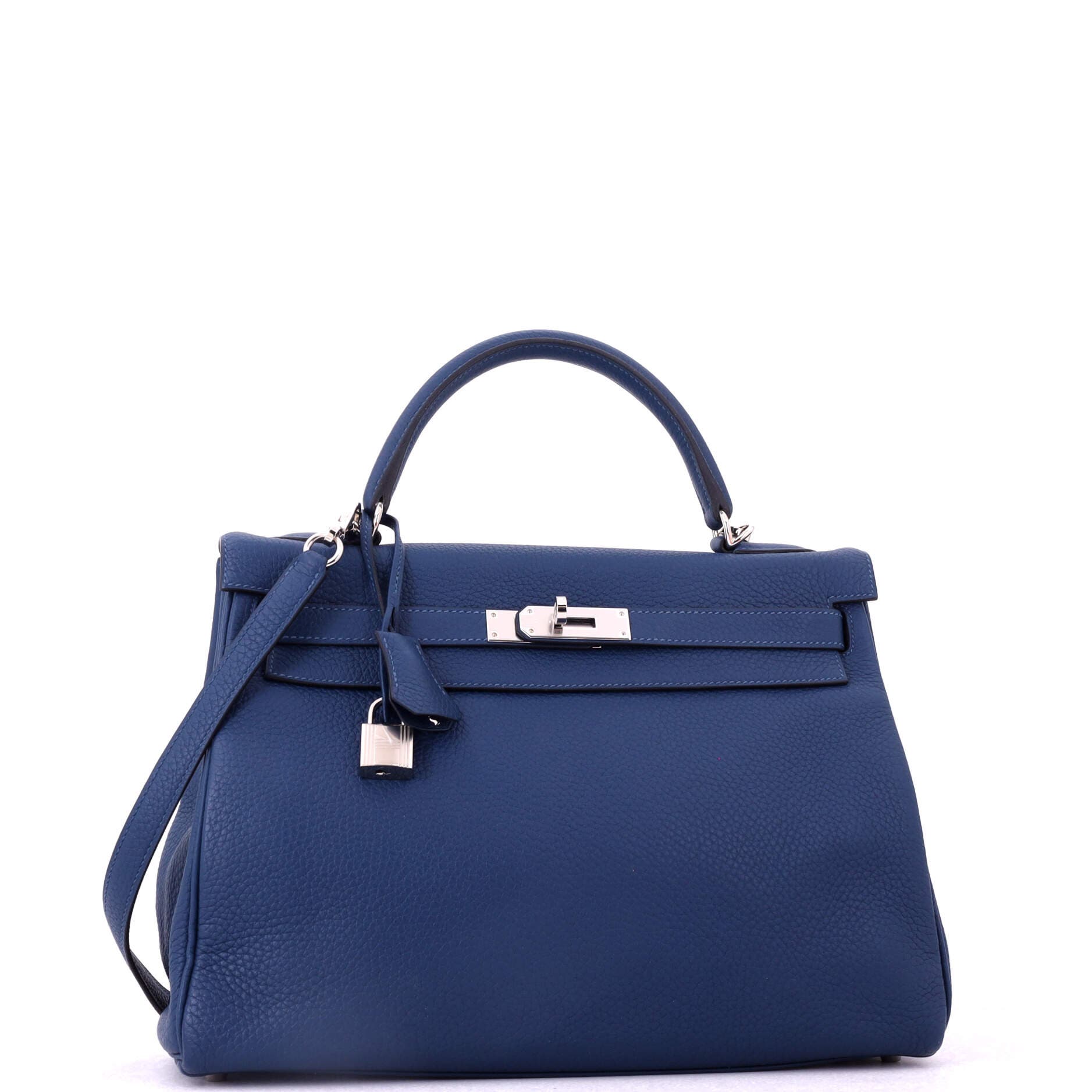 Pre-Owned Hermes Kelly Handbag Blue Togo with Palladium Hardware 32, Alternate, color, Deep Blue