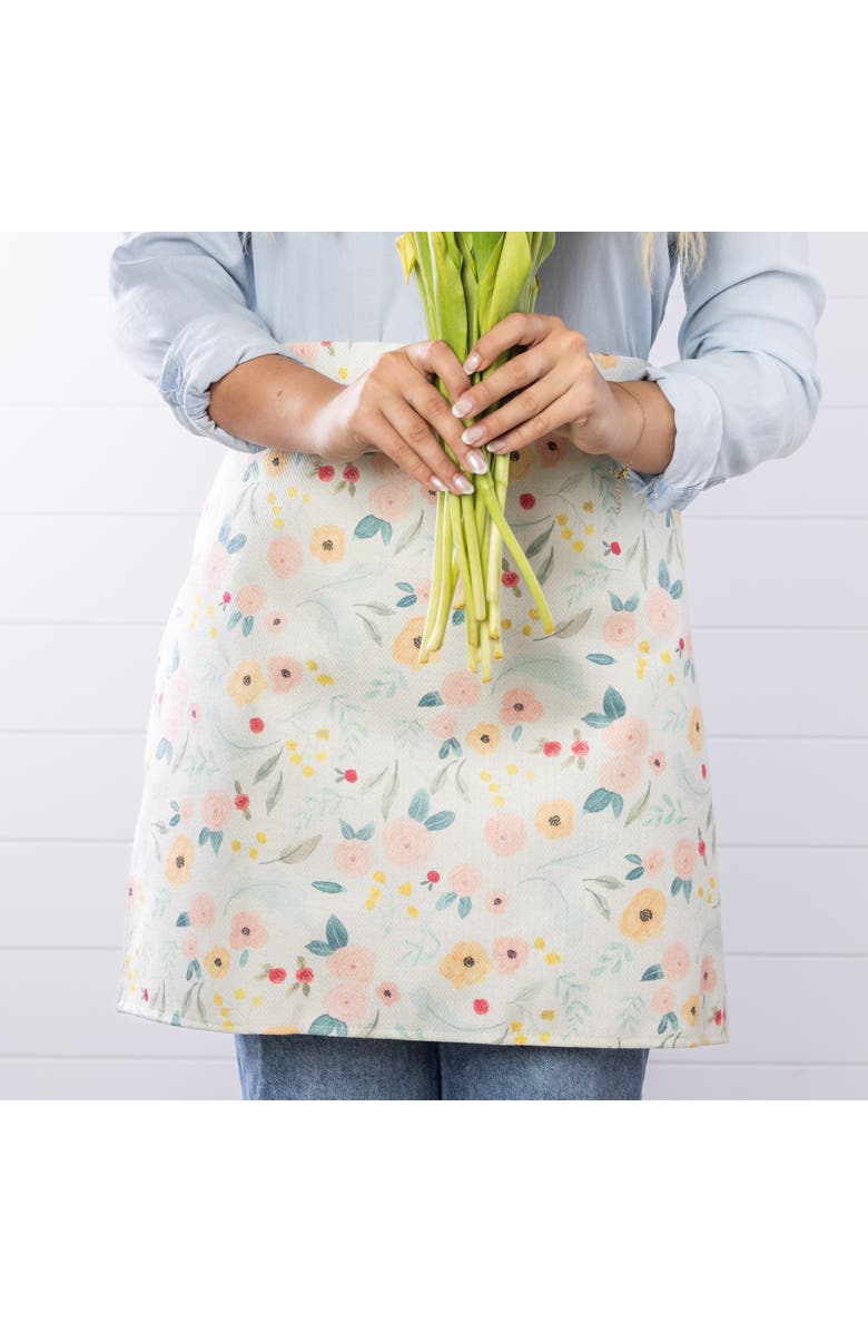 Transpac Fabric Flower Half Apron Spring Kitchen Textile Home Decor Polyester Stylish and Functional Cooking Accessory, Alternate, color, Multicolored