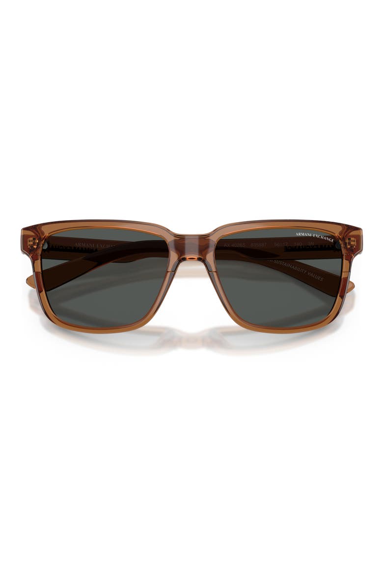 56mm Square Sunglasses, Alternate, color, TRANSPARENT BROWN / GREY