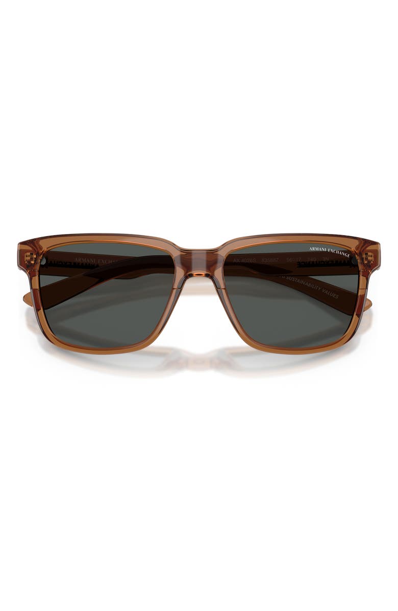 Armani Exchange 56mm Square Sunglasses, Alternate, color, Transparent Brown / Grey