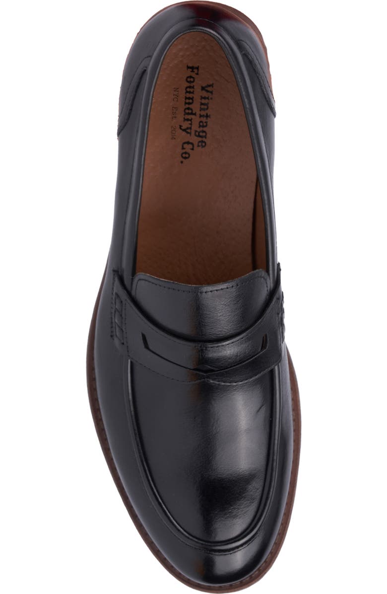 VINTAGE FOUNDRY Harry Apron Toe Penny Loafer, Alternate, color, Black Leather