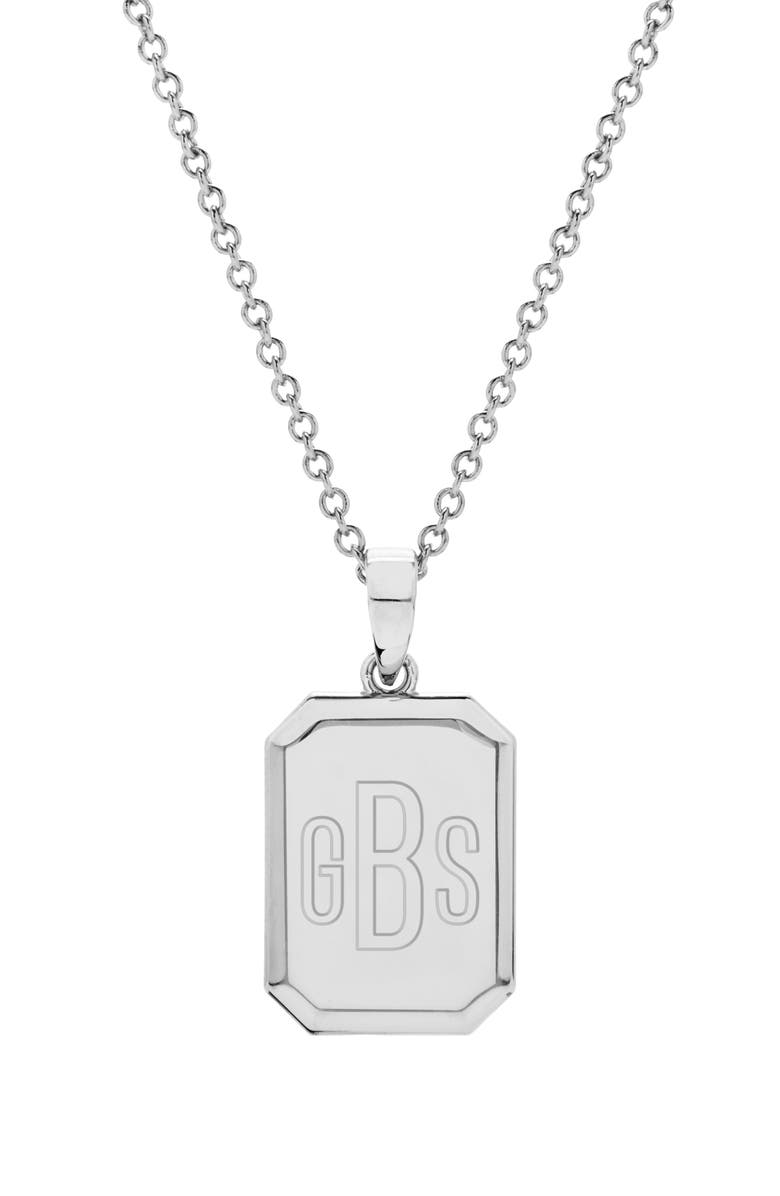Brook and York Willow Personalized Three Initial Pendant Necklace, Main, color, Silver